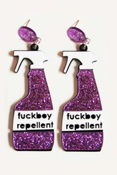 Sparkly Purple "F*ckboy Repellent" Earrings
