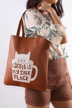 "Coffee" Vegan Leather Tote-bag