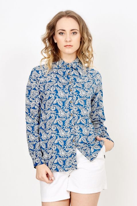 Blue printed Paisley pattern shirt